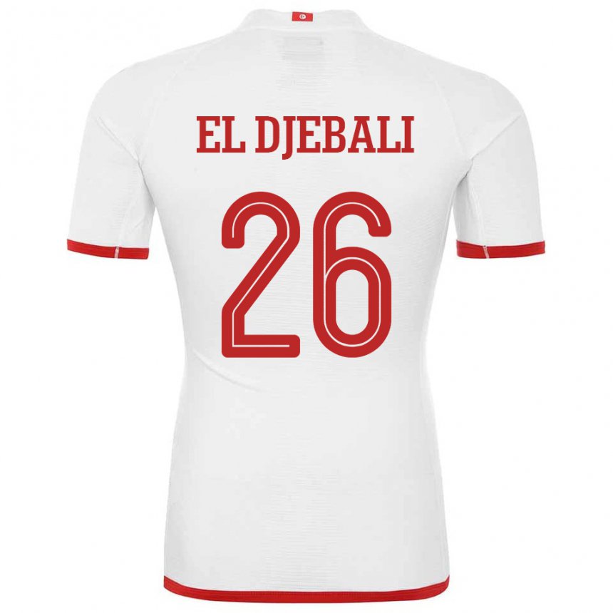 Damen Tunesische Chaim El Djebali #26 Weiß Auswärtstrikot Trikot 22-24 T-shirt