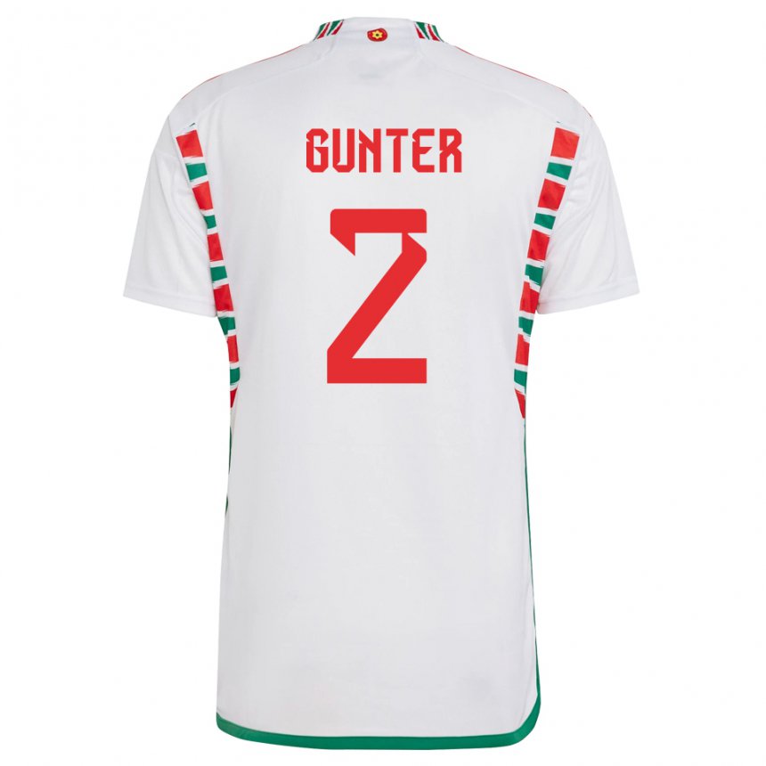 Damen Walisische Chris Gunter #2 Weiß Auswärtstrikot Trikot 22-24 T-shirt