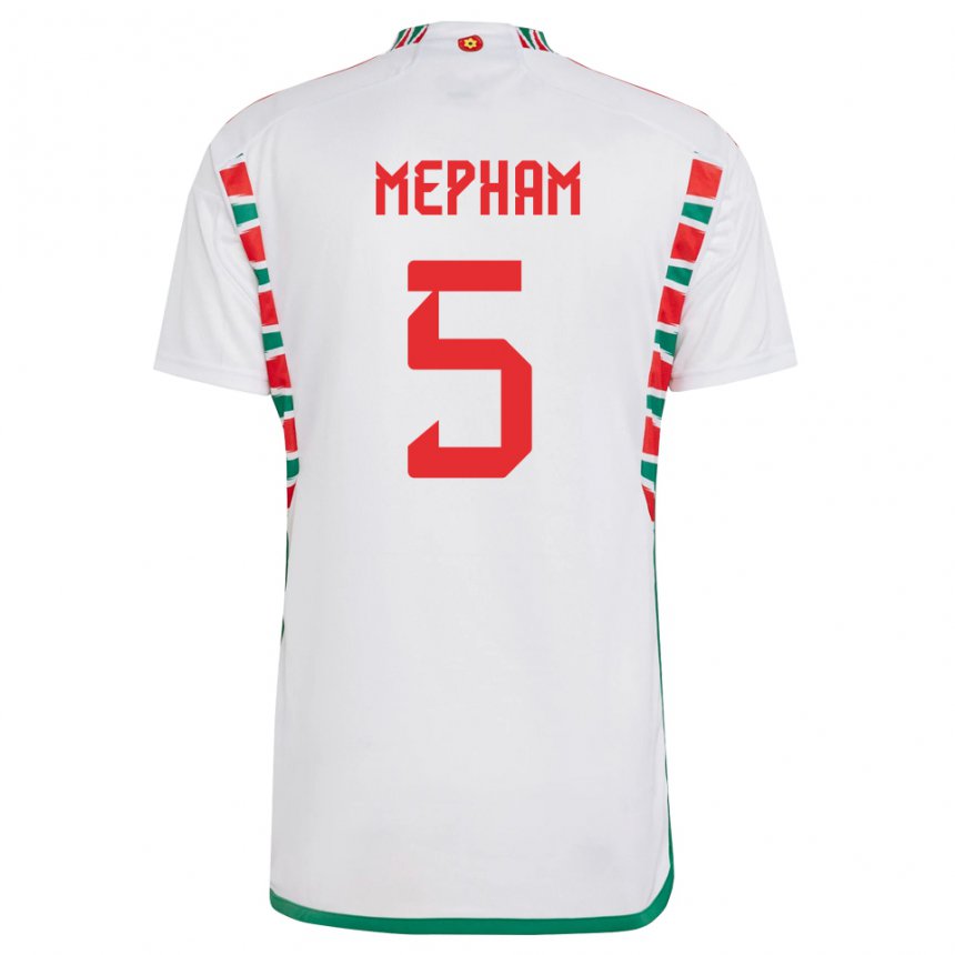 Damen Walisische Chris Mepham #5 Weiß Auswärtstrikot Trikot 22-24 T-shirt