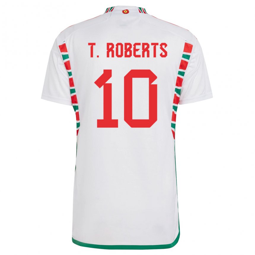 Damen Walisische Tyler Roberts #10 Weiß Auswärtstrikot Trikot 22-24 T-shirt