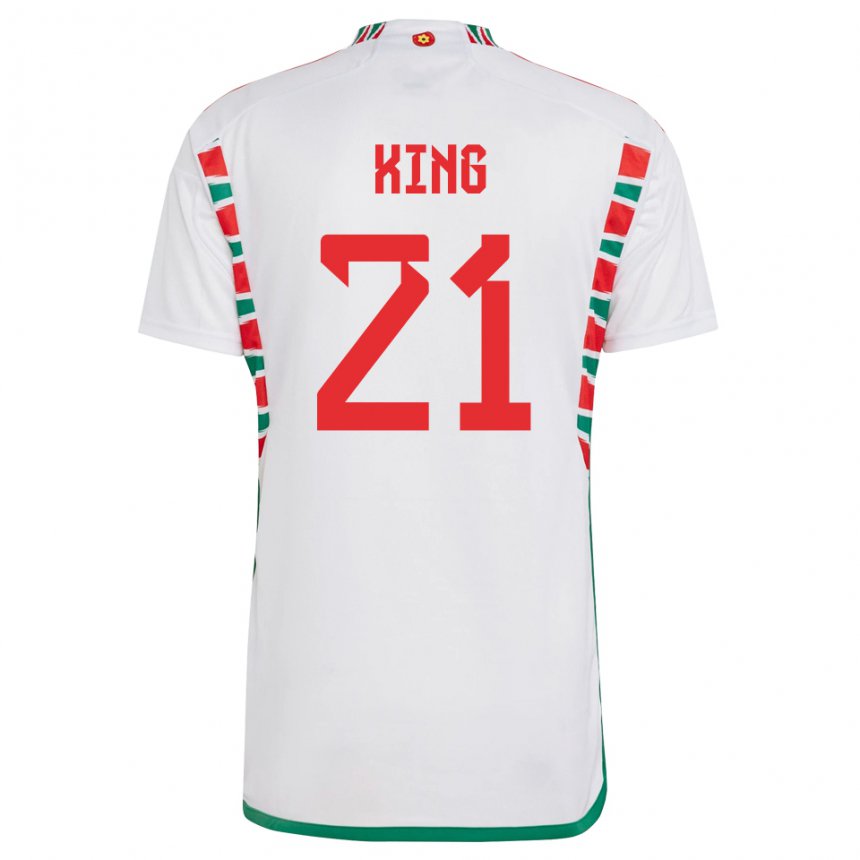 Damen Walisische Tom King #21 Weiß Auswärtstrikot Trikot 22-24 T-shirt
