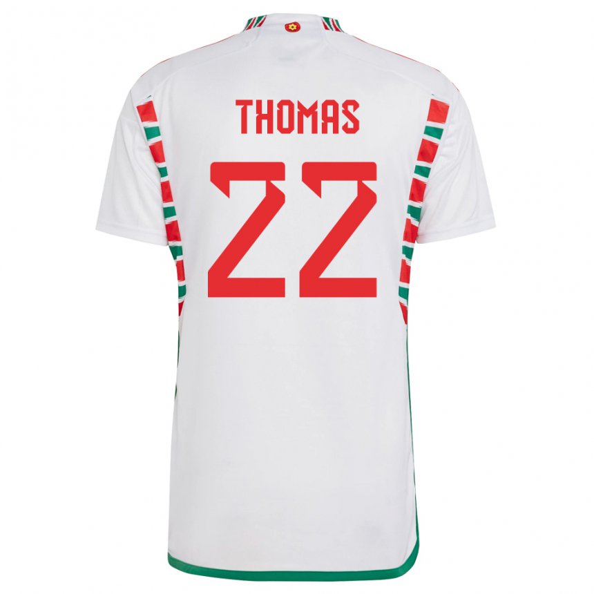 Damen Walisische Sorba Thomas #22 Weiß Auswärtstrikot Trikot 22-24 T-shirt