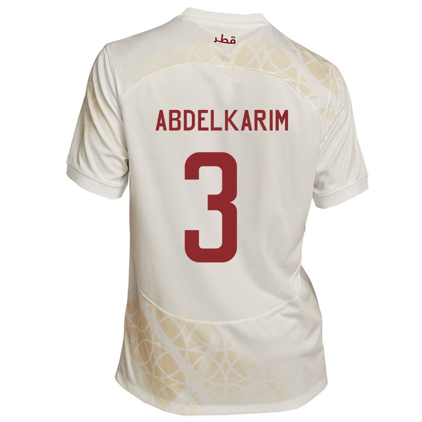 Damen Katarische Abdelkarim Hassan #3 Goldbeige Auswärtstrikot Trikot 22-24 T-shirt