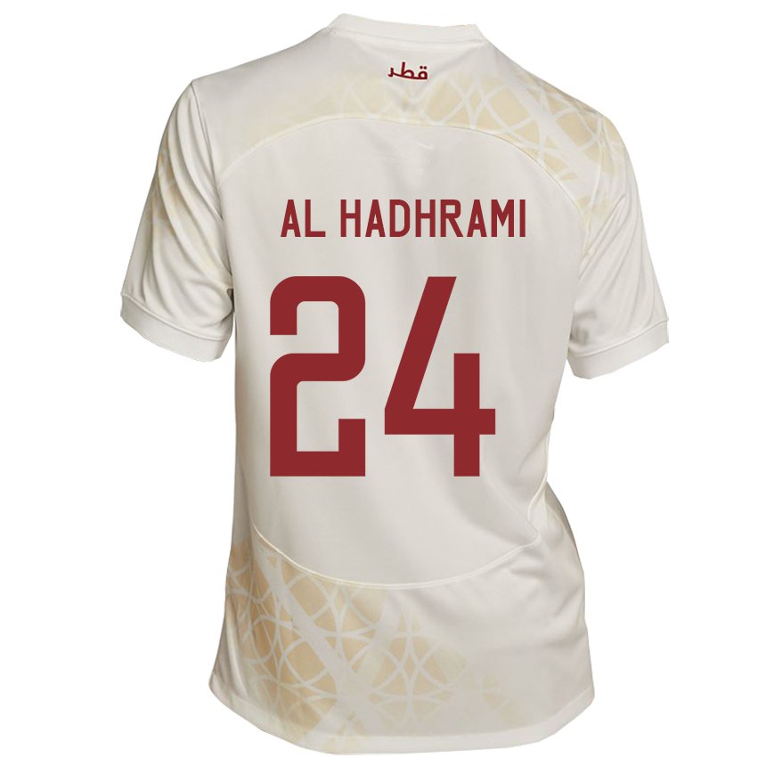 Damen Katarische Naif Abdulraheem Al Hadhrami #24 Goldbeige Auswärtstrikot Trikot 22-24 T-shirt