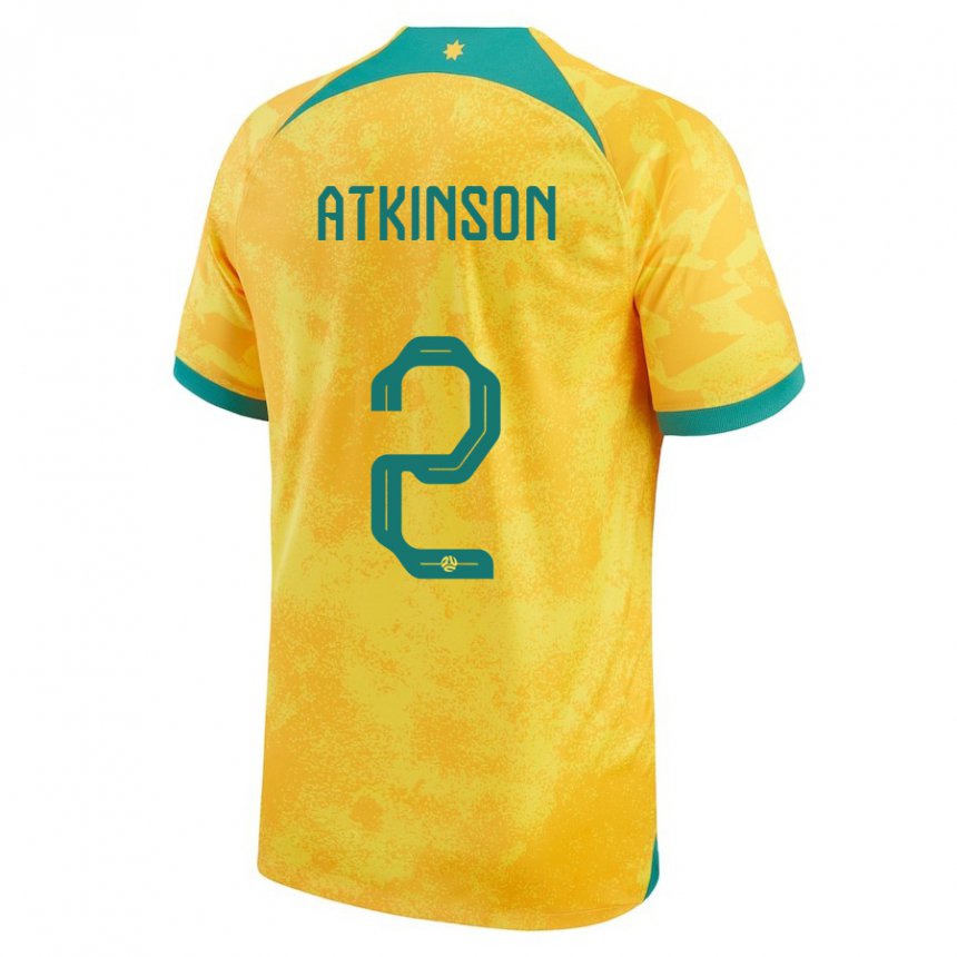 Kinder Australische Nathaniel Atkinson #2 Gold Heimtrikot Trikot 22-24 T-shirt