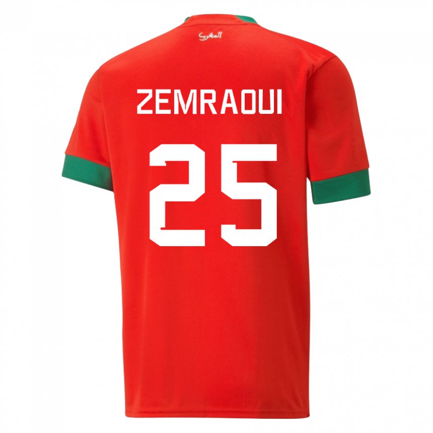 Kinder Marokkanische Oussama Zemraoui #25 Rot Heimtrikot Trikot 22-24 T-shirt