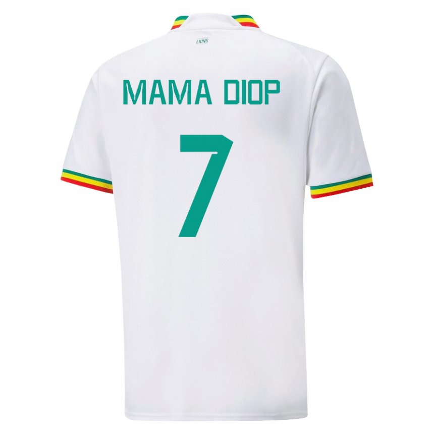 Kinder Senegalesische Mama Diop #7 Weiß Heimtrikot Trikot 22-24 T-shirt