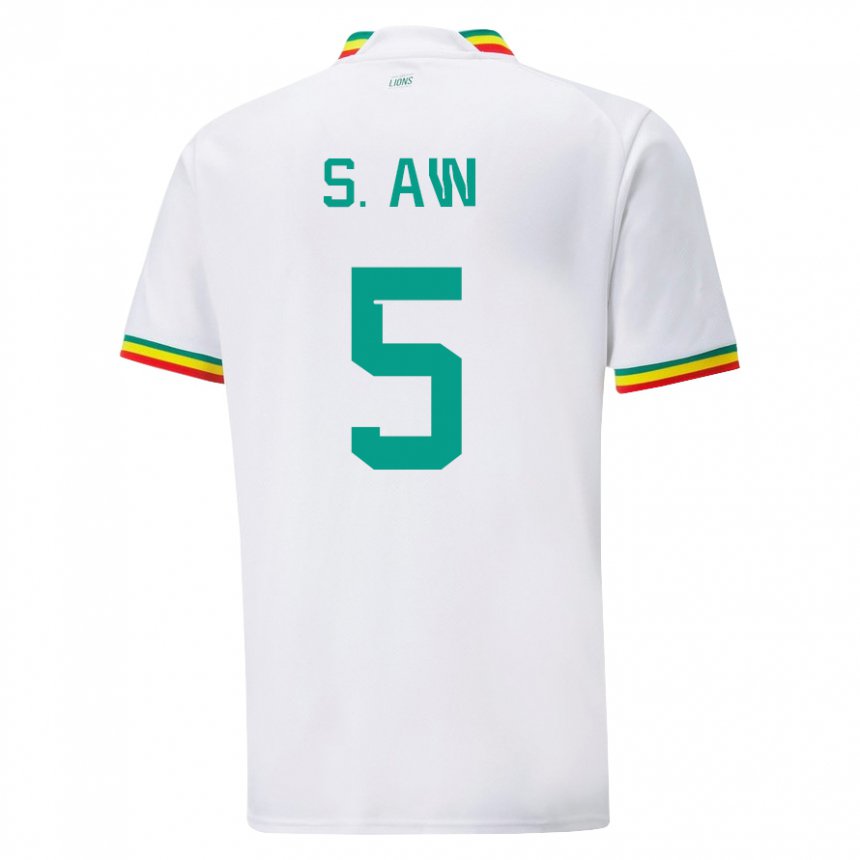 Kinder Senegalesische Souleymane Aw #5 Weiß Heimtrikot Trikot 22-24 T-shirt