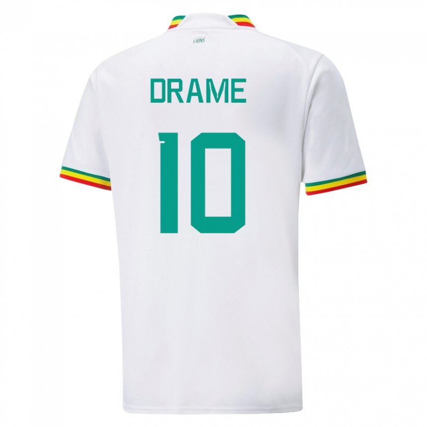 Kinder Senegalesische Ibrahima Drame #10 Weiß Heimtrikot Trikot 22-24 T-shirt