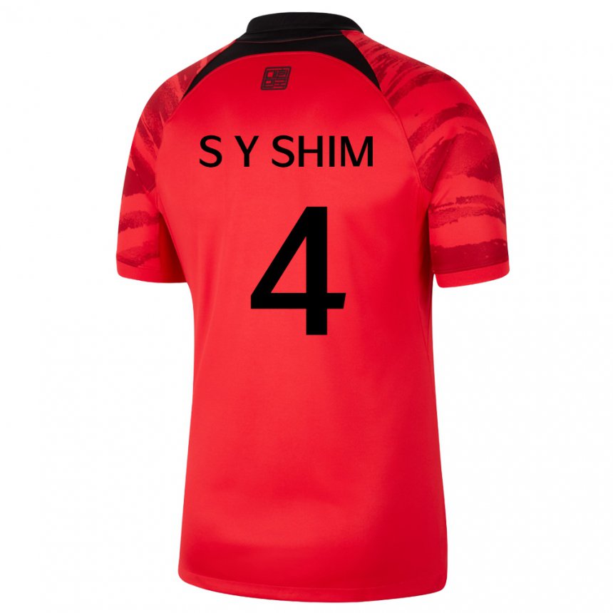 Kinder Südkoreanische Shim Seo Yeon #4 Rot Schwarz Heimtrikot Trikot 22-24 T-shirt