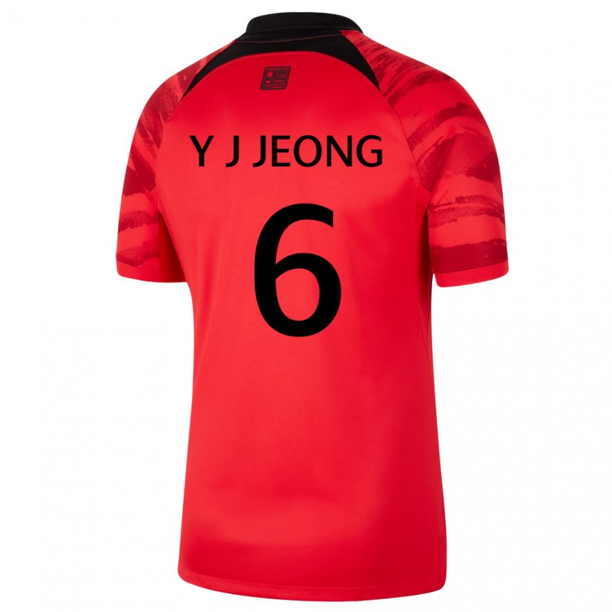 Kinder Südkoreanische Jeong Yu Jin #6 Rot Schwarz Heimtrikot Trikot 22-24 T-shirt