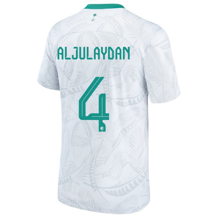 Kinder Saudi-arabische Ahmed Aljulaydan #4 Weiß Heimtrikot Trikot 22-24 T-shirt