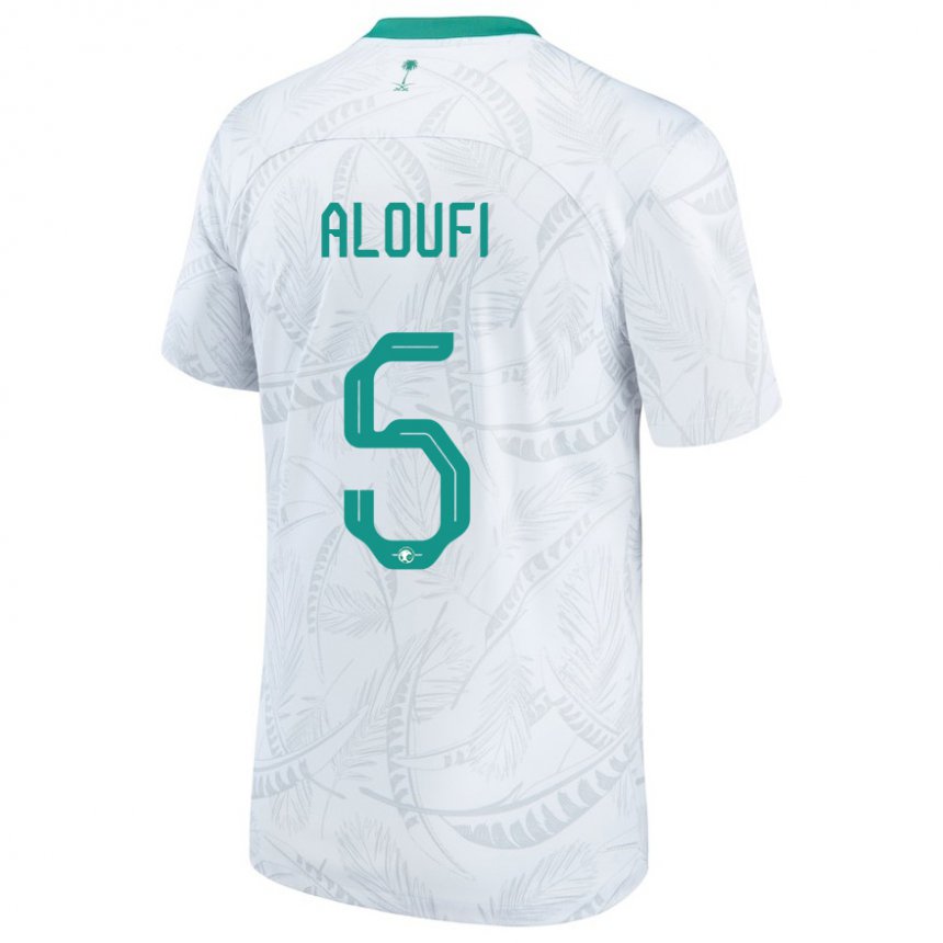 Kinder Saudi-arabische Mohammed Aloufi #5 Weiß Heimtrikot Trikot 22-24 T-shirt