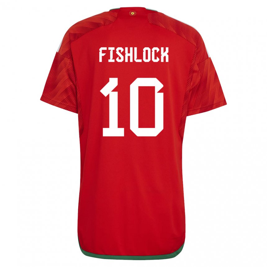 Kinder Walisische Jessica Fishlock #10 Rot Heimtrikot Trikot 22-24 T-shirt
