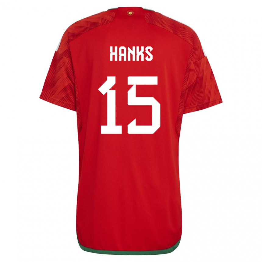 Kinder Walisische Justin Hanks #15 Rot Heimtrikot Trikot 22-24 T-shirt
