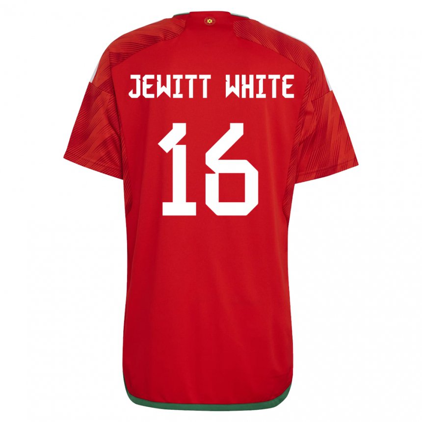 Kinder Walisische Harry Jewitt White #16 Rot Heimtrikot Trikot 22-24 T-shirt
