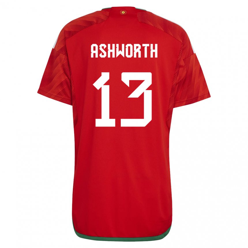 Kinder Walisische Fin Ashworth #13 Rot Heimtrikot Trikot 22-24 T-shirt