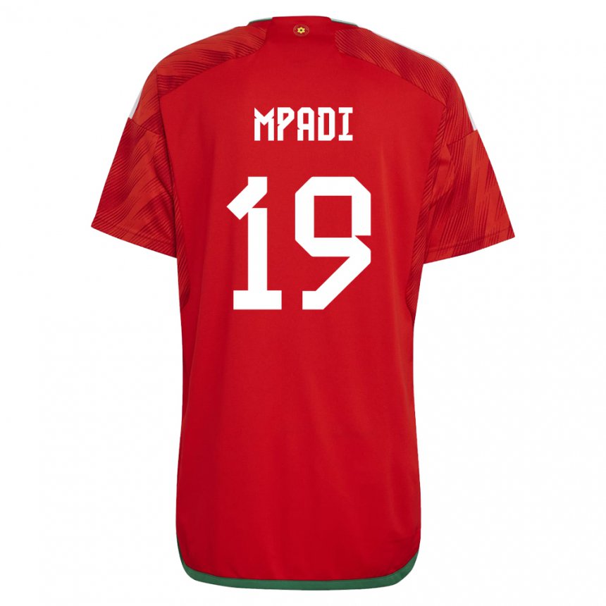 Kinder Walisische Japhet Mpadi #19 Rot Heimtrikot Trikot 22-24 T-shirt