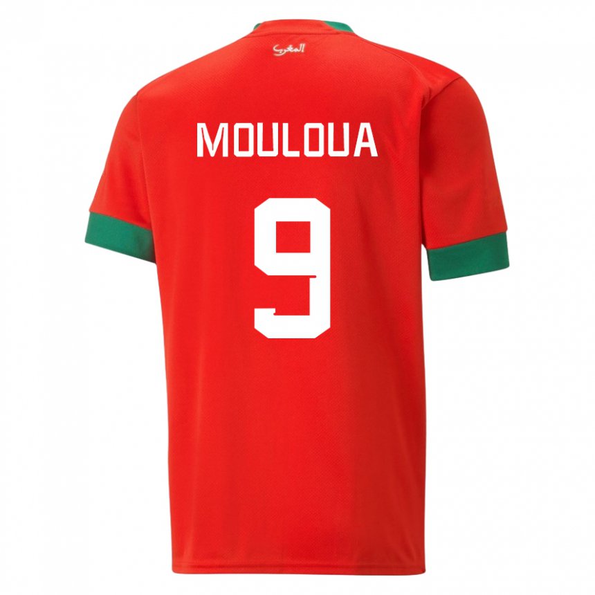 Kinder Marokkanische Ayoub Mouloua #9 Rot Heimtrikot Trikot 22-24 T-shirt