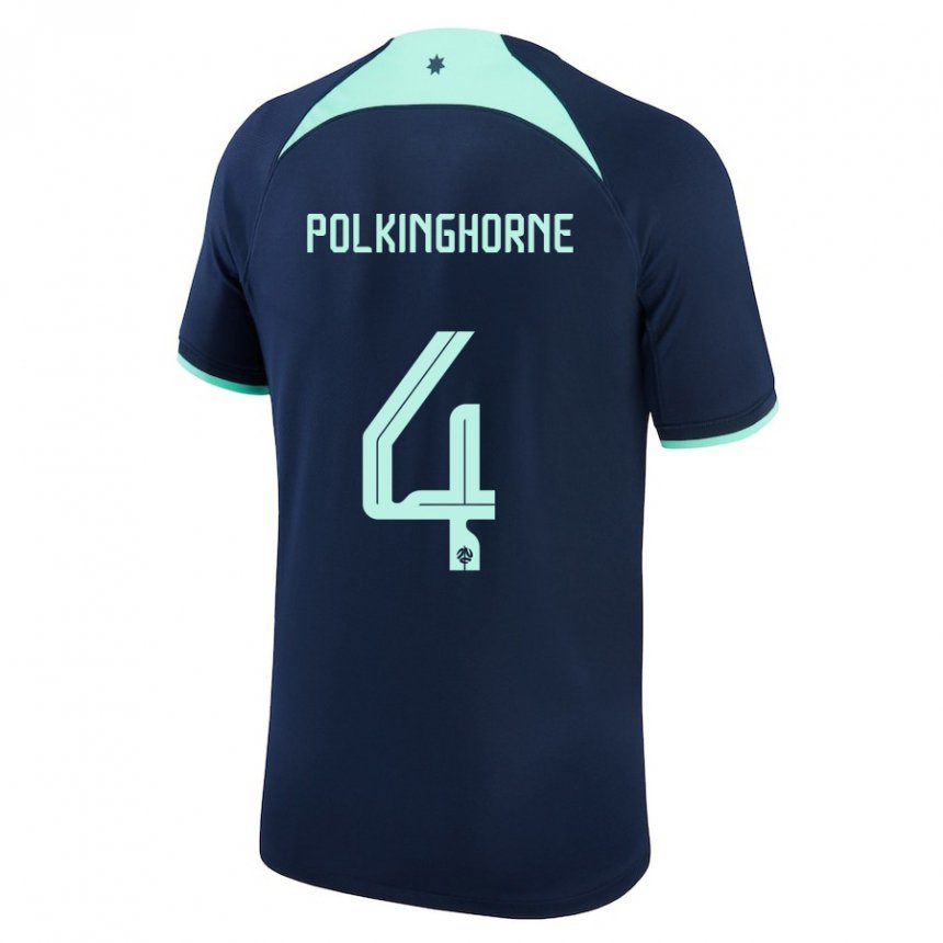 Kinder Australische Clare Polkinghorne #4 Dunkelblau Auswärtstrikot Trikot 22-24 T-shirt