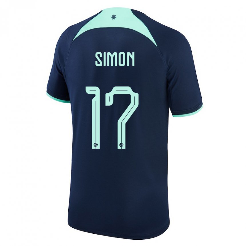 Kinder Australische Kyah Simon #17 Dunkelblau Auswärtstrikot Trikot 22-24 T-shirt