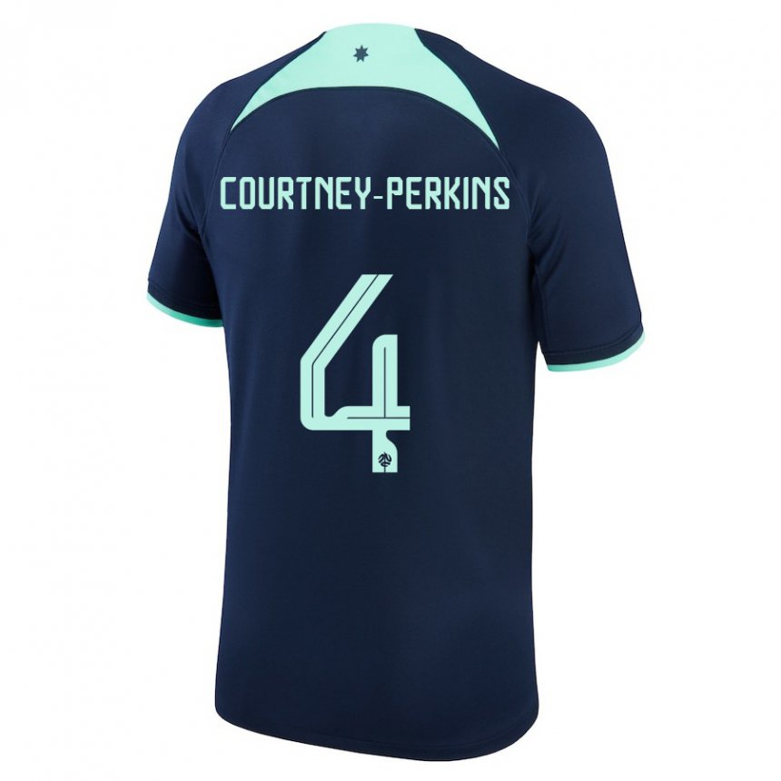 Kinder Australische Jordan Courtney Perkins #4 Dunkelblau Auswärtstrikot Trikot 22-24 T-shirt