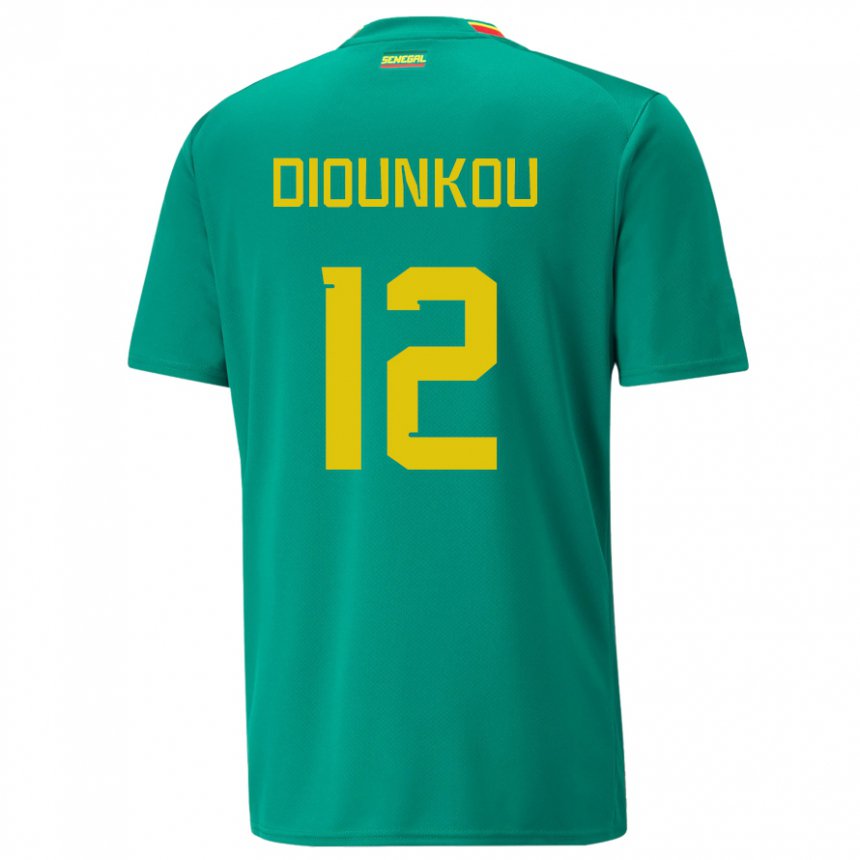 Kinder Senegalesische Alpha Diounkou #12 Grün Auswärtstrikot Trikot 22-24 T-shirt