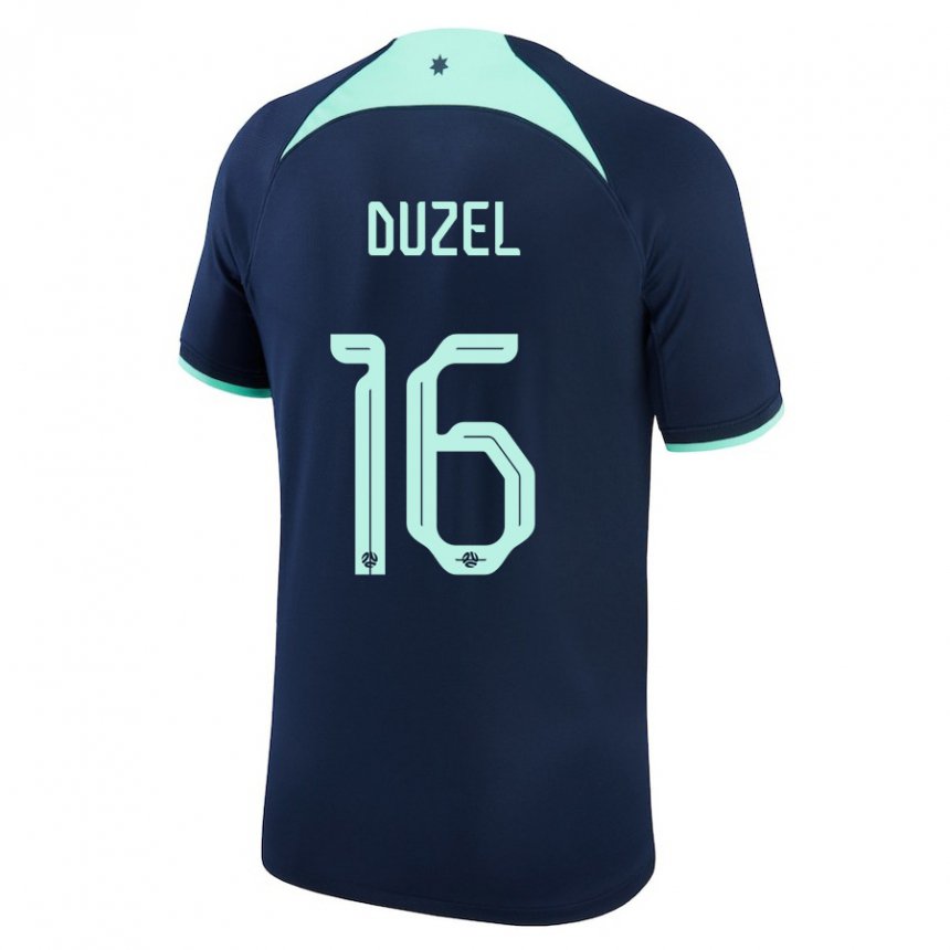 Kinder Australische Luke Duzel #16 Dunkelblau Auswärtstrikot Trikot 22-24 T-shirt