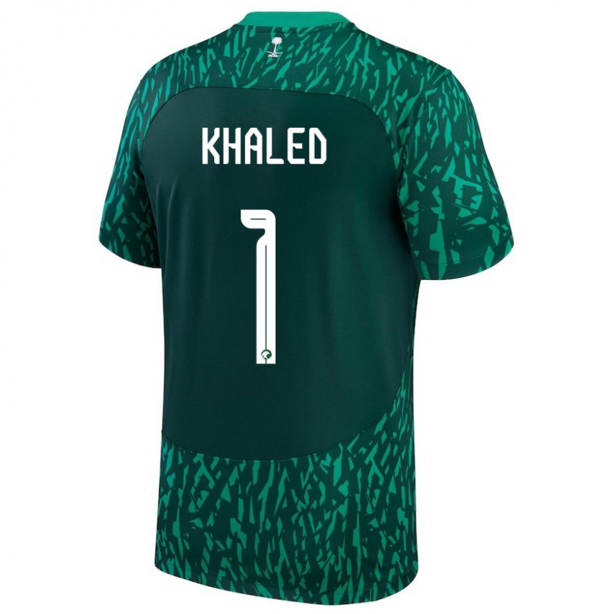Kinder Saudi-arabische Sarah Khaled #1 Dunkelgrün Auswärtstrikot Trikot 22-24 T-shirt