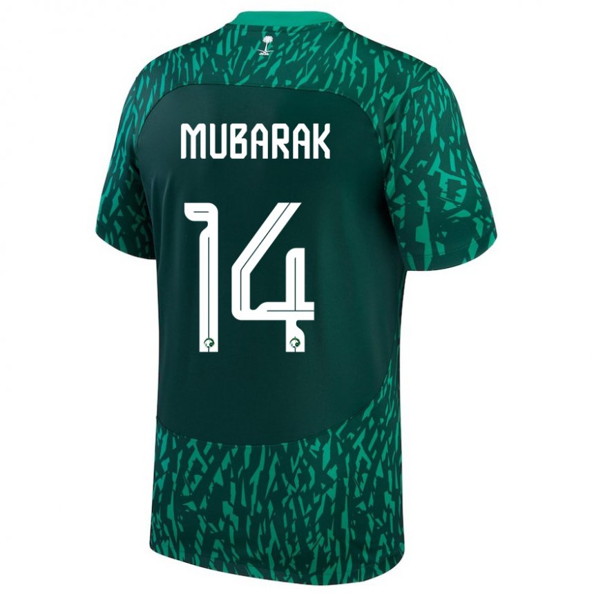 Kinder Saudi-arabische Al Bandari Mubarak #14 Dunkelgrün Auswärtstrikot Trikot 22-24 T-shirt