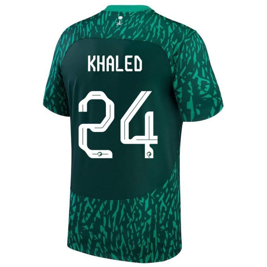 Kinder Saudi-arabische Atheer Khaled #24 Dunkelgrün Auswärtstrikot Trikot 22-24 T-shirt