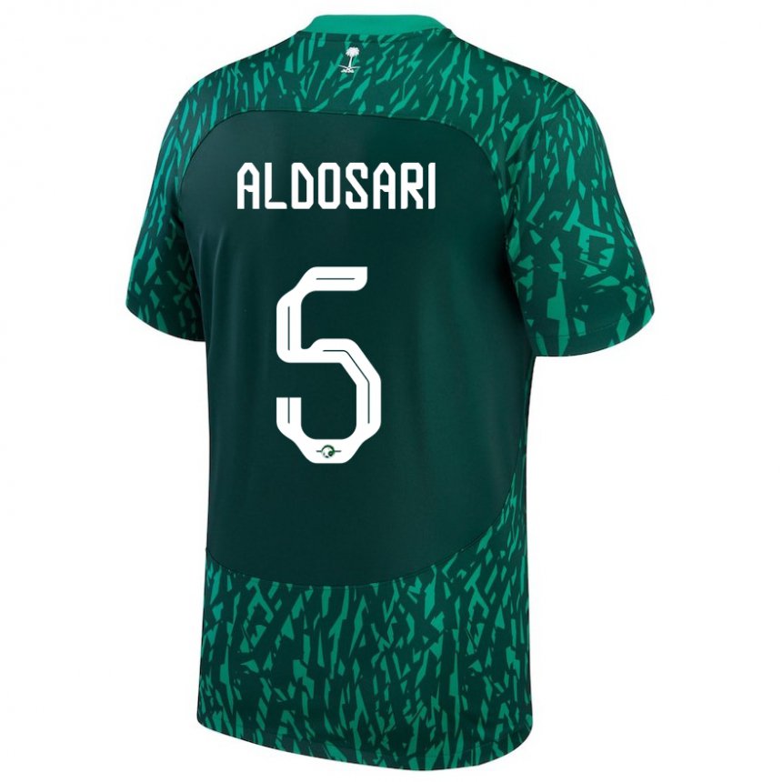 Kinder Saudi-arabische Mohammed Aldosari #5 Dunkelgrün Auswärtstrikot Trikot 22-24 T-shirt