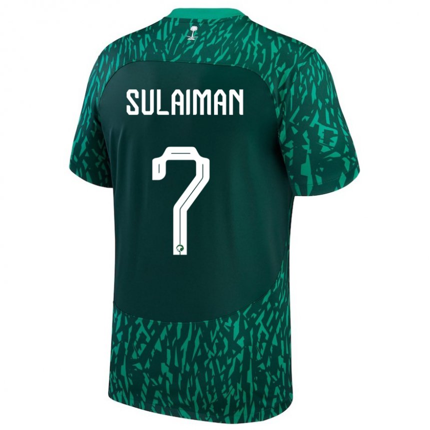 Kinder Saudi-arabische Mohammed Sulaiman #7 Dunkelgrün Auswärtstrikot Trikot 22-24 T-shirt