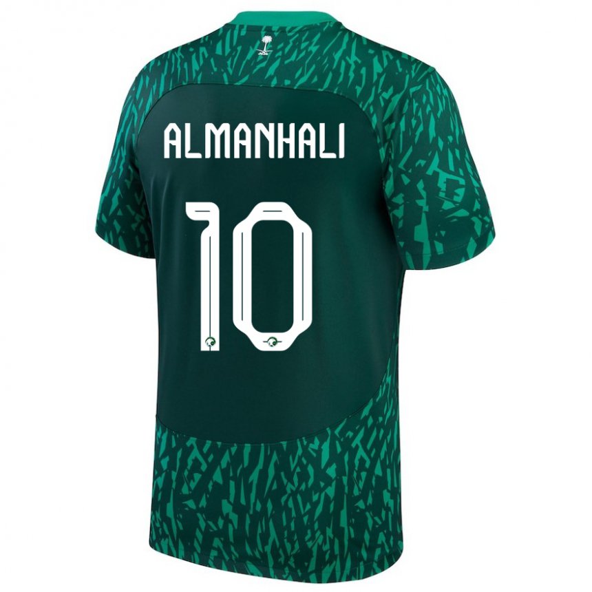 Kinder Saudi-arabische Suwailem Almanhali #10 Dunkelgrün Auswärtstrikot Trikot 22-24 T-shirt