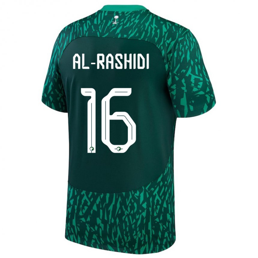 Kinder Saudi-arabische Mohammed Al Rashidi #16 Dunkelgrün Auswärtstrikot Trikot 22-24 T-shirt