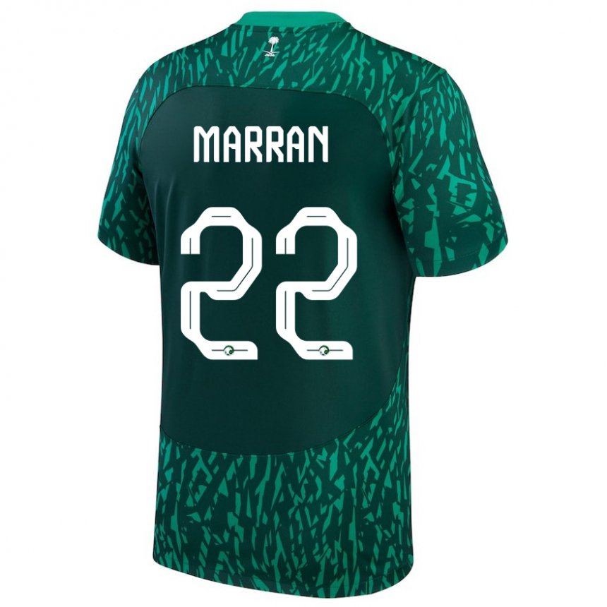 Kinder Saudi-arabische Mohammed Marran #22 Dunkelgrün Auswärtstrikot Trikot 22-24 T-shirt