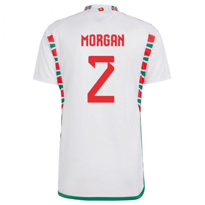 Kinder Walisische Ffion Morgan #2 Weiß Auswärtstrikot Trikot 22-24 T-shirt
