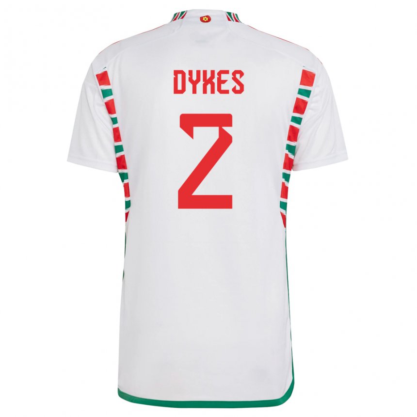 Kinder Walisische Loren Dykes #2 Weiß Auswärtstrikot Trikot 22-24 T-shirt
