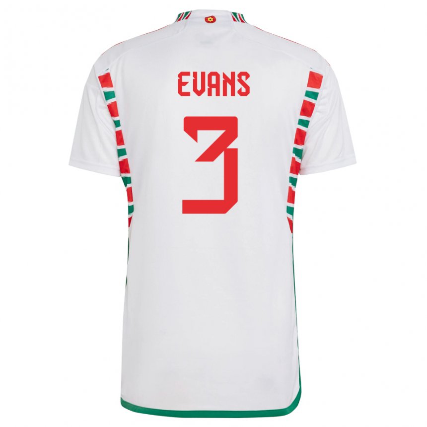 Kinder Walisische Gemma Evans #3 Weiß Auswärtstrikot Trikot 22-24 T-shirt