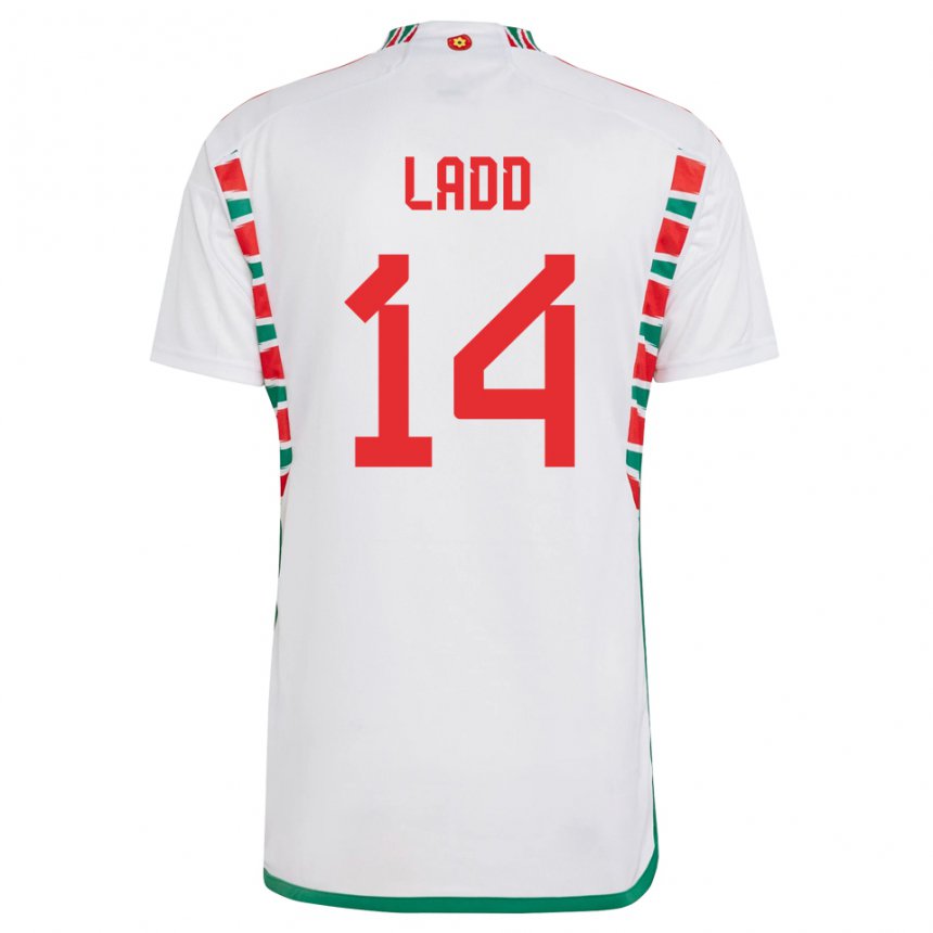 Kinder Walisische Hayley Ladd #14 Weiß Auswärtstrikot Trikot 22-24 T-shirt