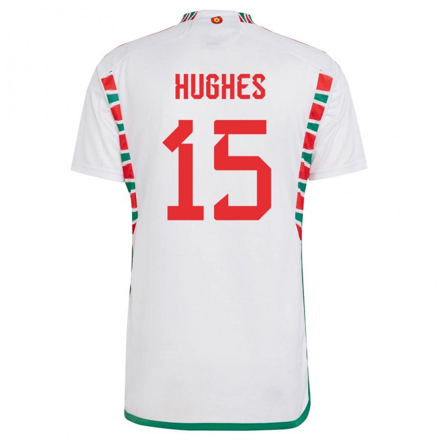 Kinder Walisische Elise Hughes #15 Weiß Auswärtstrikot Trikot 22-24 T-shirt