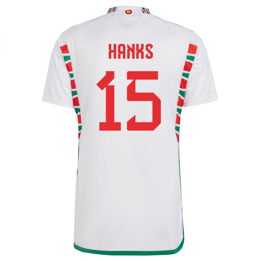 Kinder Walisische Justin Hanks #15 Weiß Auswärtstrikot Trikot 22-24 T-shirt