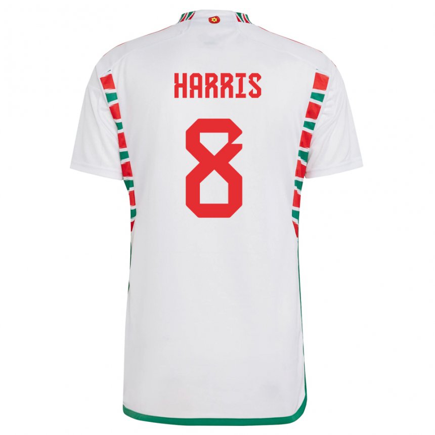 Kinder Walisische Luke Harris #8 Weiß Auswärtstrikot Trikot 22-24 T-shirt