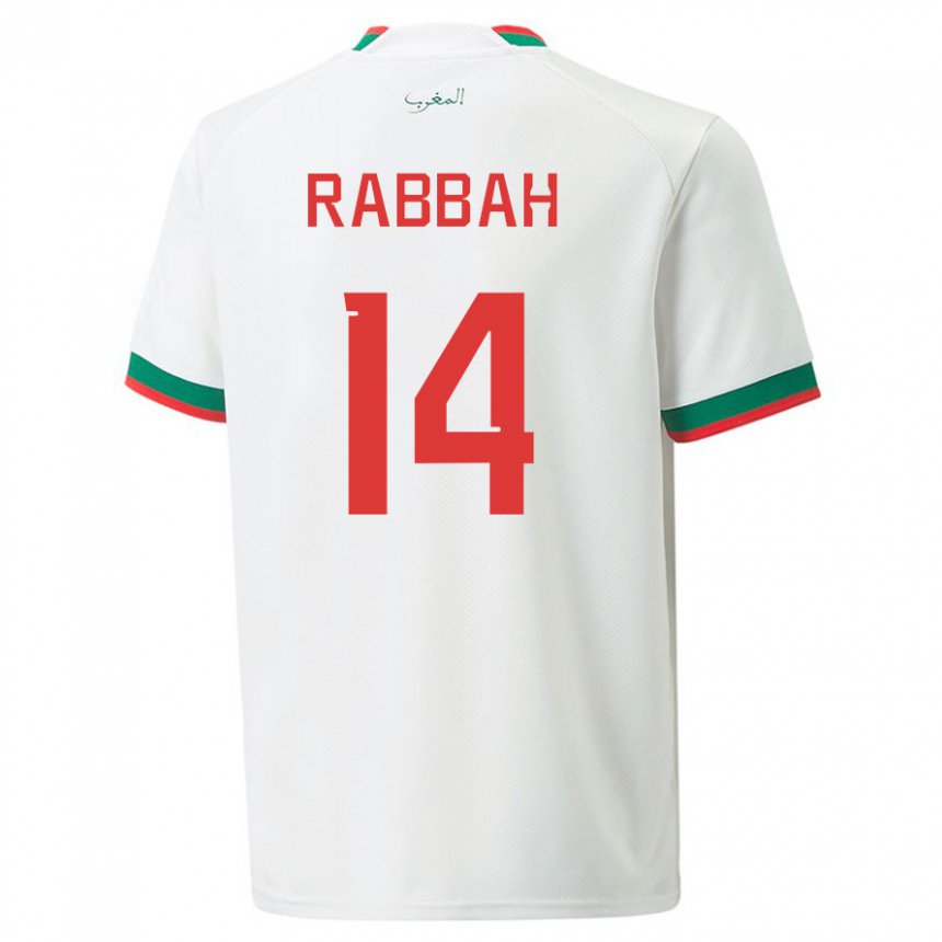 Kinder Marokkanische Aziza Rabbah #14 Weiß Auswärtstrikot Trikot 22-24 T-shirt