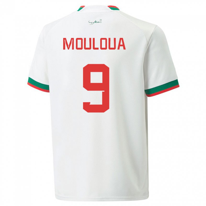 Kinder Marokkanische Ayoub Mouloua #9 Weiß Auswärtstrikot Trikot 22-24 T-shirt