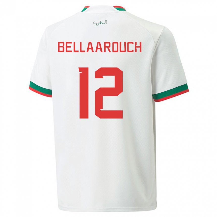 Kinder Marokkanische Alaa Bellaarouch #12 Weiß Auswärtstrikot Trikot 22-24 T-shirt