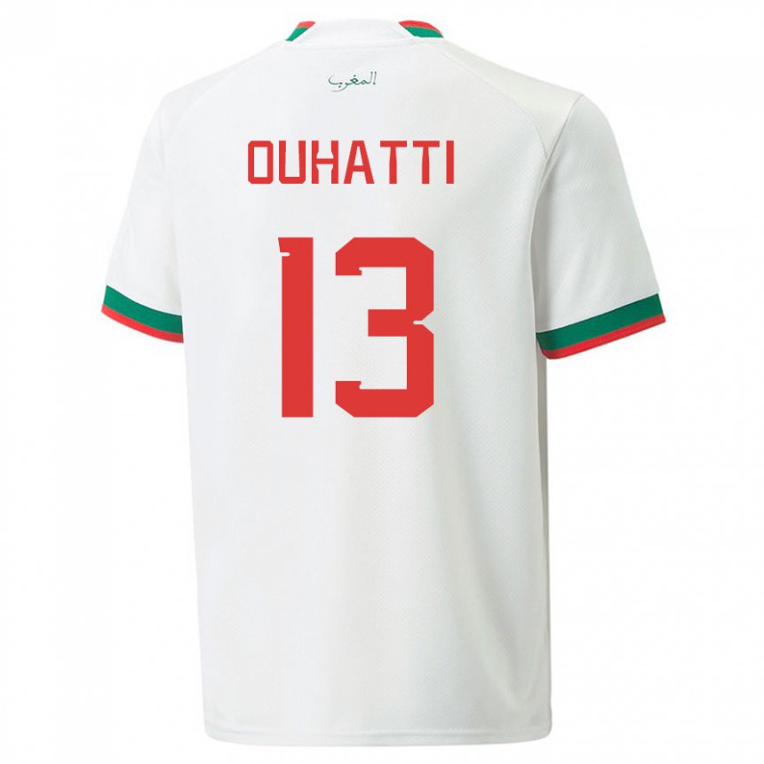 Kinder Marokkanische Aymane Ouhatti #13 Weiß Auswärtstrikot Trikot 22-24 T-shirt