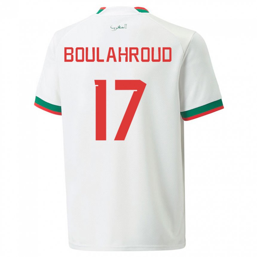 Kinder Marokkanische Charaf Eddine Boulahroud #17 Weiß Auswärtstrikot Trikot 22-24 T-shirt