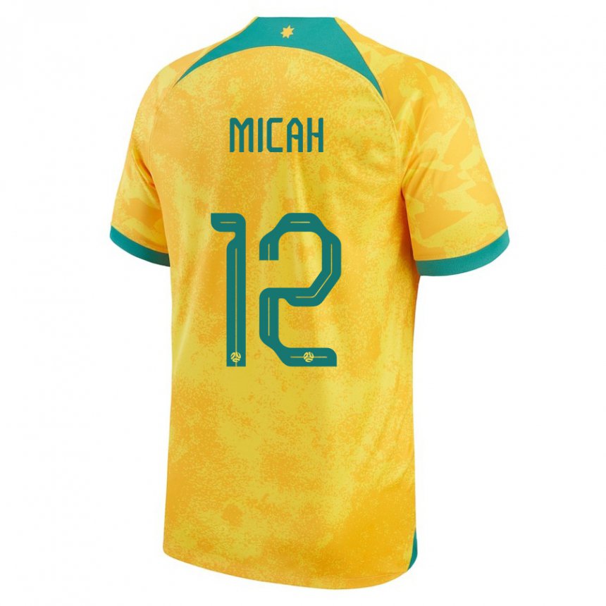 Herren Australische Teagan Micah #12 Gold Heimtrikot Trikot 22-24 T-shirt