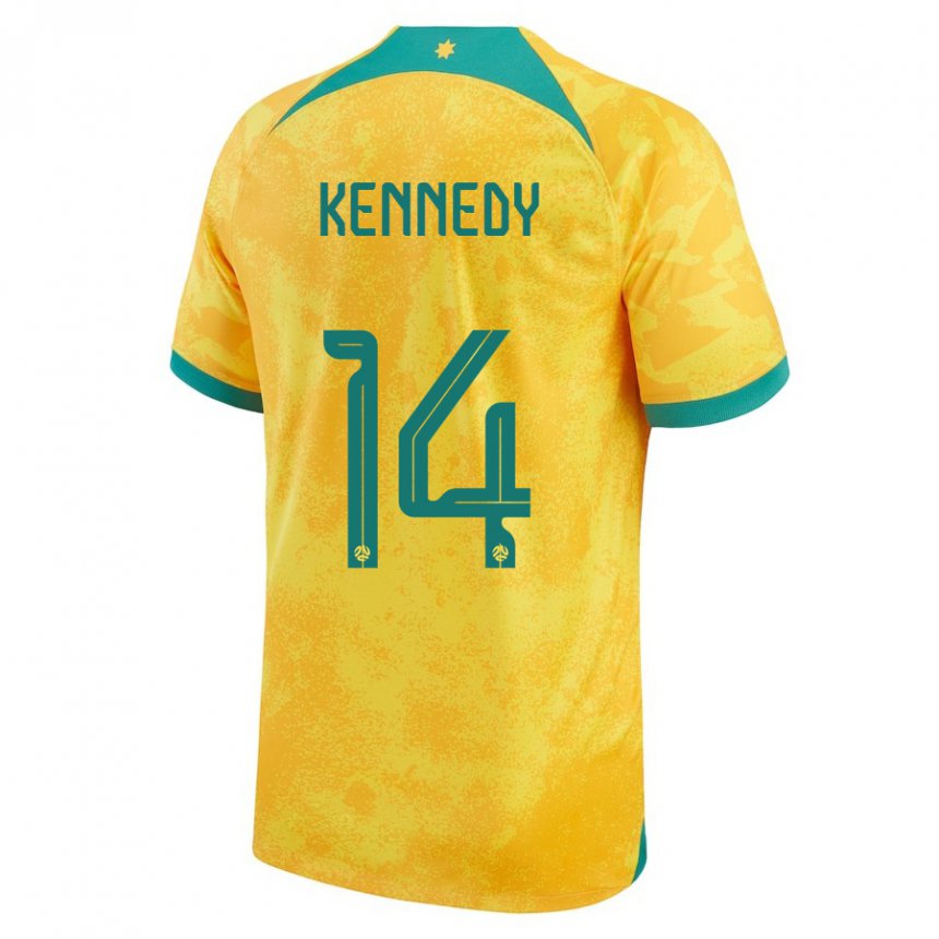 Herren Australische Alanna Kennedy #14 Gold Heimtrikot Trikot 22-24 T-shirt